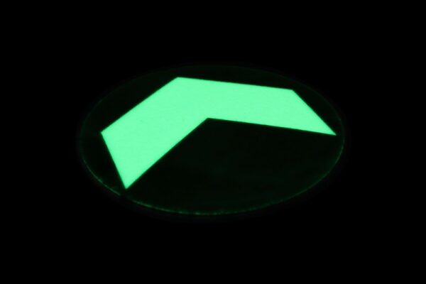 Glow in the Dark Arrow Stickers - 100mm diameter disk (pack of 10)  SKU-F1636-GITD-ARRs-100-DIS-PK-10 - Image 3