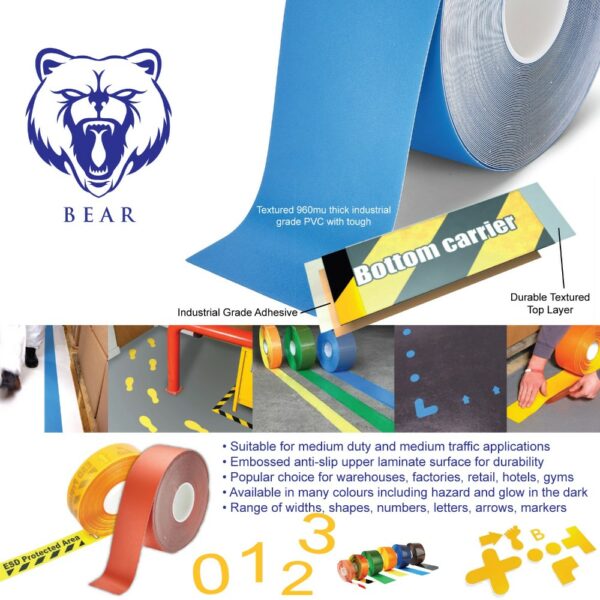 Invictus Bear Self Adhesive Floor Marking Tape - High Traffic Floor Marking Tape joint T Junction for F1984 Floor Tape  SKU-F2056 - Image 2