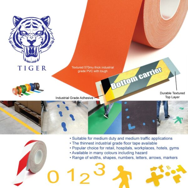 Invictus Tiger Warehouse Floor Vinyl Tape - Toughest, most durable thin profile Tape for Floors available  SKU-F2176 - Image 2