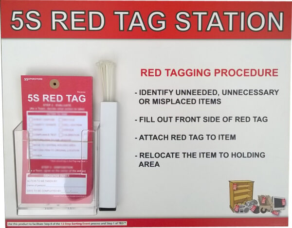 Red Tags for 5S - Qty 100, 300, 500 + Station + SOP Steps Wall Sign - SKU 6919 - Image 3